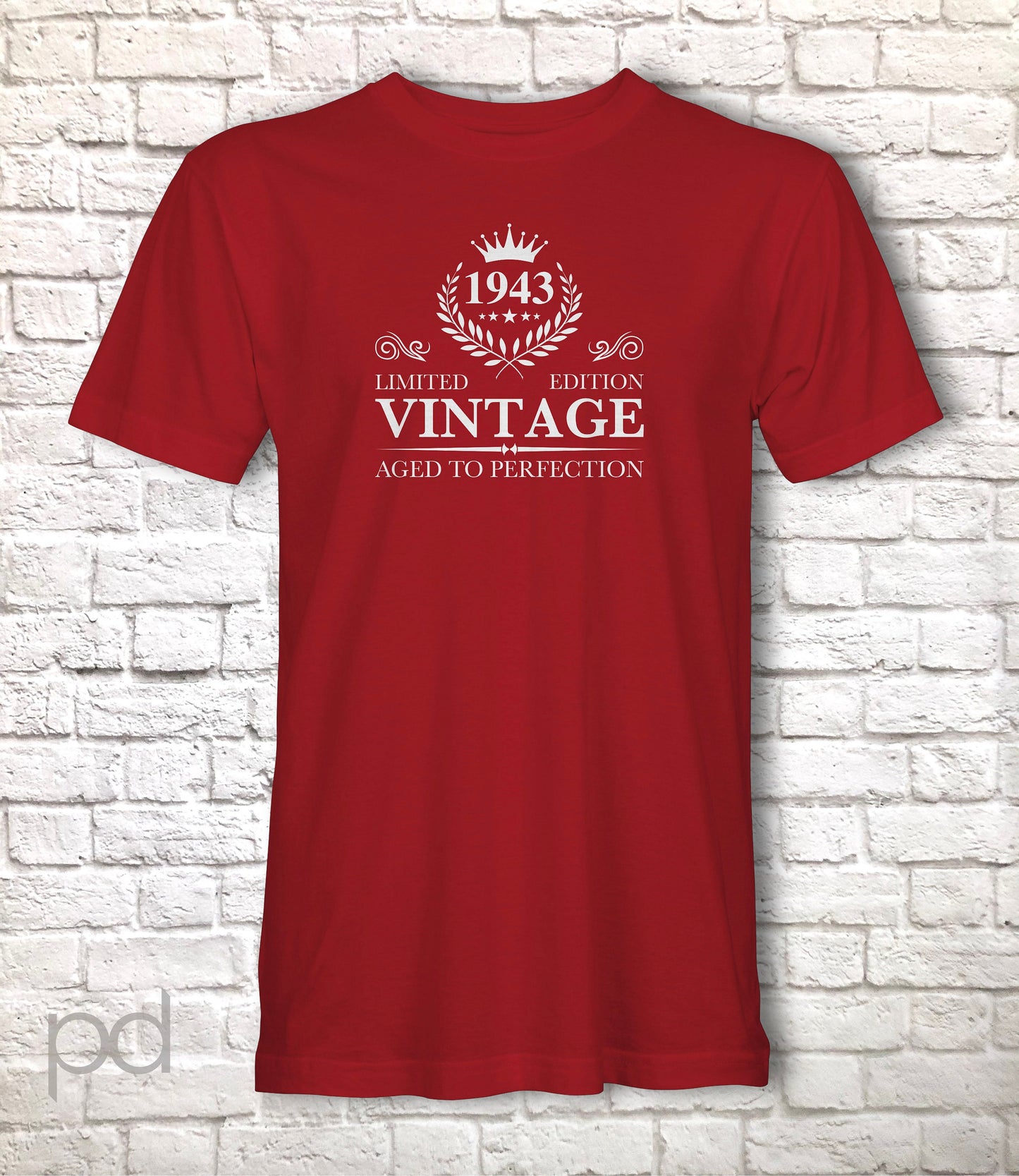 Birthday Year Gift, 1943 (ANY YEAR) T Shirt, Vintage Aged To Perfection Men or Women Unisex Jersey Short Sleeve Tee Shirt Top