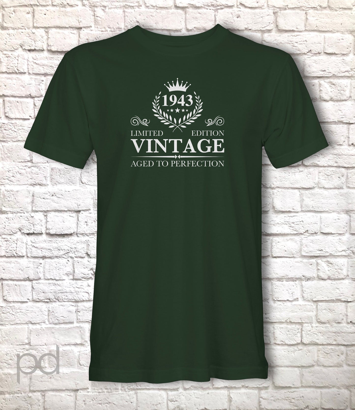 Birthday Year Gift, 1943 (ANY YEAR) T Shirt, Vintage Aged To Perfection Men or Women Unisex Jersey Short Sleeve Tee Shirt Top