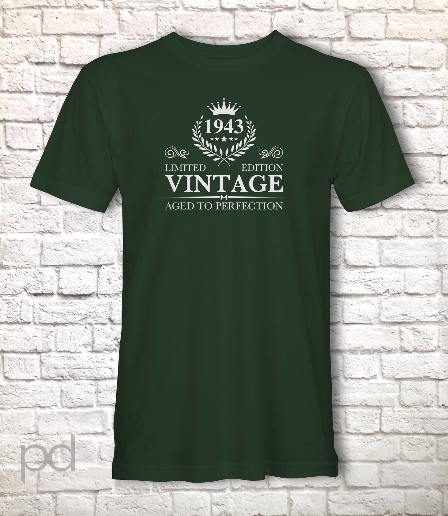 Birthday Year Gift, 1943 (ANY YEAR)  T Shirt, Vintage Aged To Perfection Men or Women Unisex Jersey Short Sleeve Tee Shirt Top