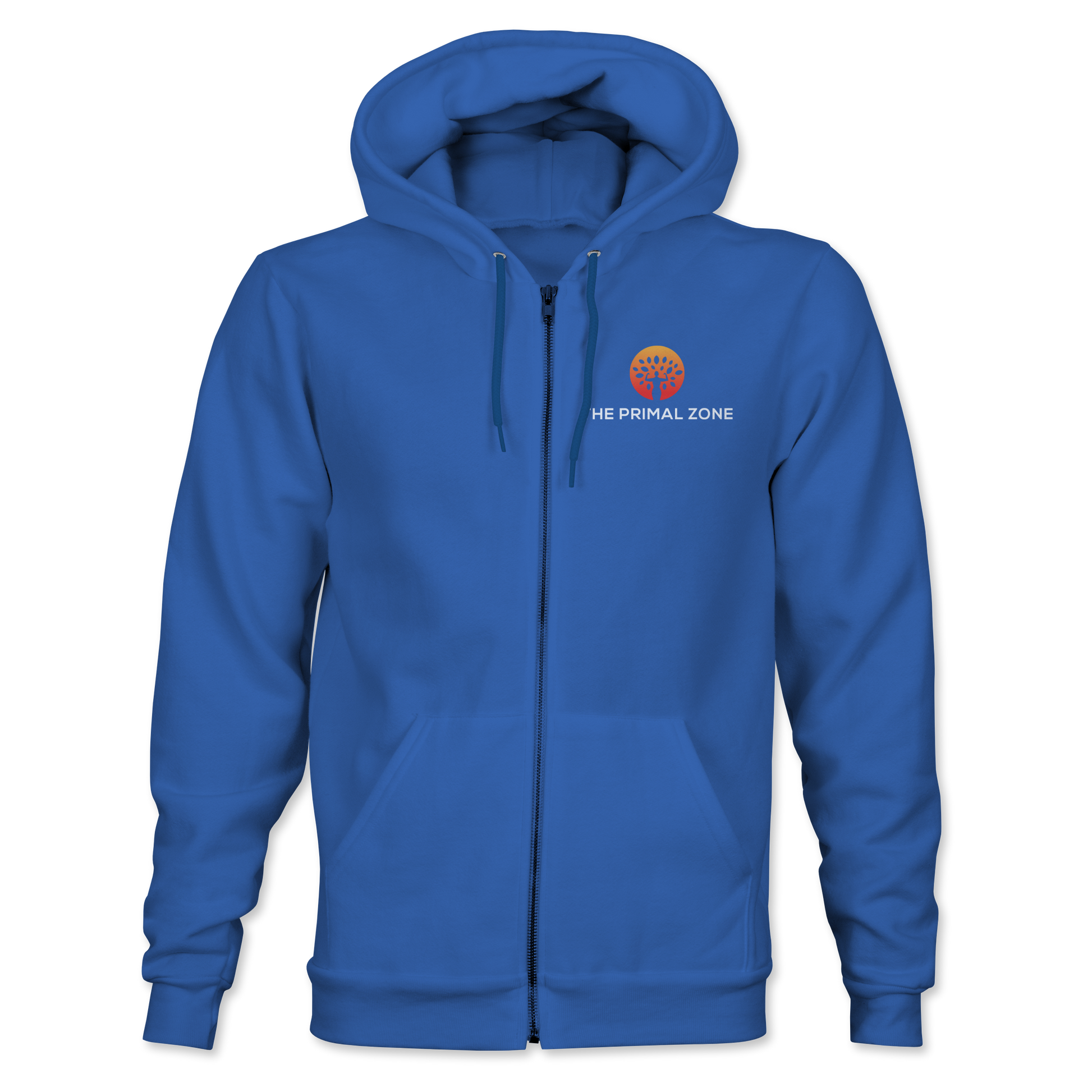 The Primal Zone - Zip Hoodie Front - Royal Blue